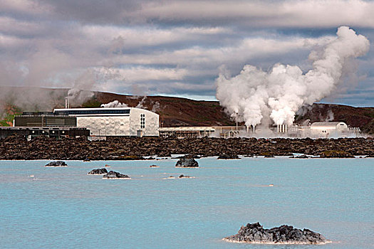 蓝色泻湖,靠近,地热发电站,冰岛,欧洲