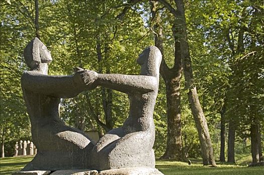雕塑,公园,靠近,拉脱维亚,波罗的海国家