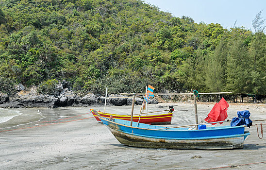 小,渔船,海滩,泰国