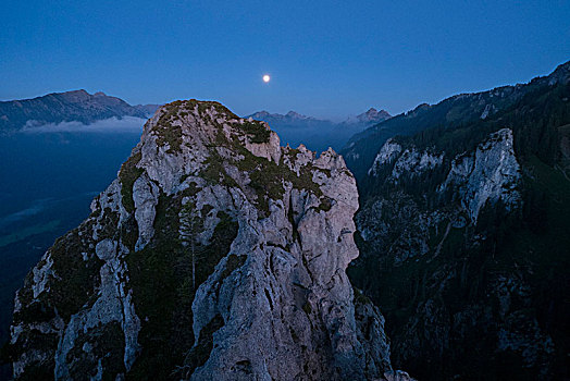 傍晚,阿尔卑斯山,上巴伐利亚,巴伐利亚,德国