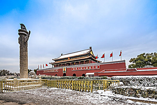 天安门雪景