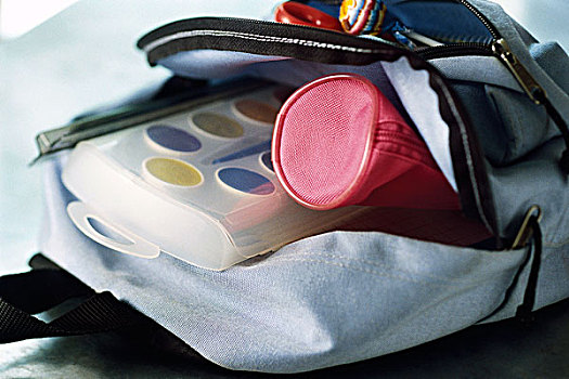 背包,文具盒,水彩,颜料