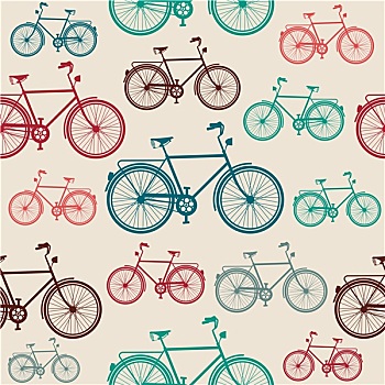 旧式,自行车,无缝,图案