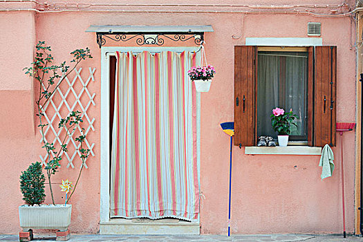 布拉诺岛,彩色,古建筑,特写,威尼斯,意大利