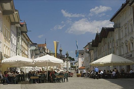 街边咖啡,市场,街道,上巴伐利亚,巴伐利亚,德国