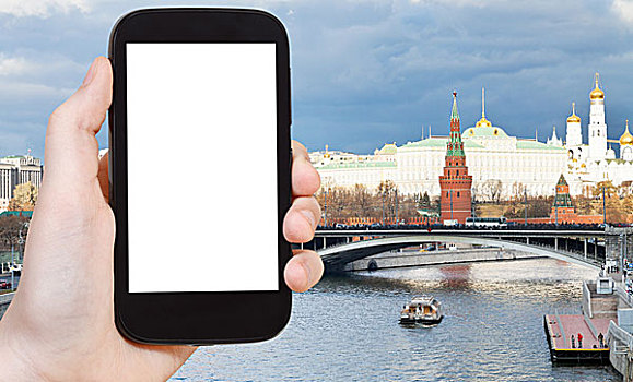智能手机,桥,靠近,莫斯科,克里姆林宫