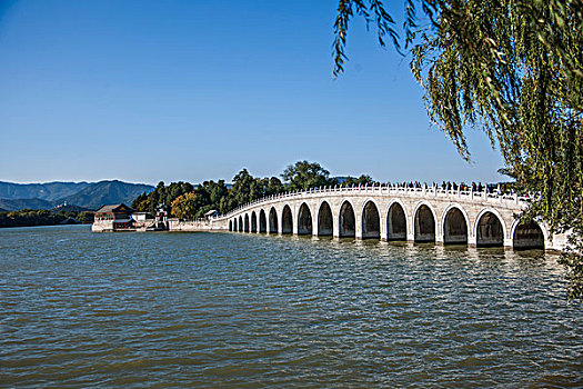 北京颐和园昆明湖畔十七孔桥