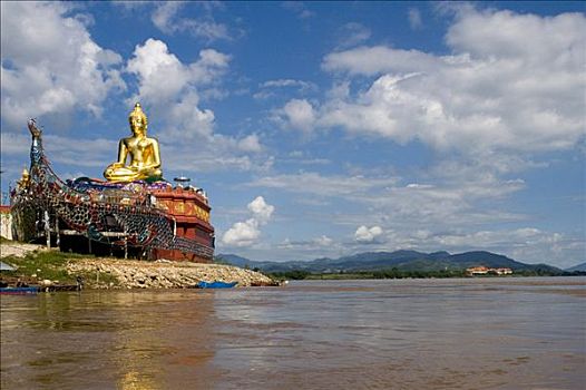 佛像,侧面,河,泰国,东南亚,亚洲