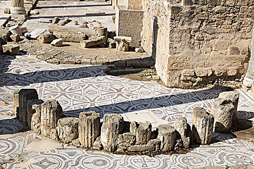 破损,石头,柱子,遗址,场所,帕福斯,塞浦路斯