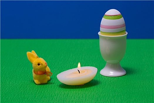复活节彩蛋,漂亮,蜡烛,兔子