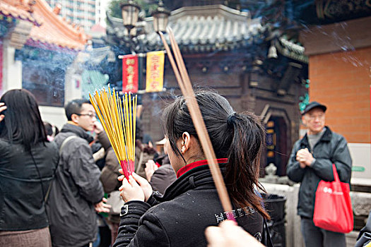 拥挤,春节,黃大仙祠,香港