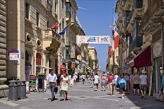 购物街,瓦莱塔市,马耳他,欧洲