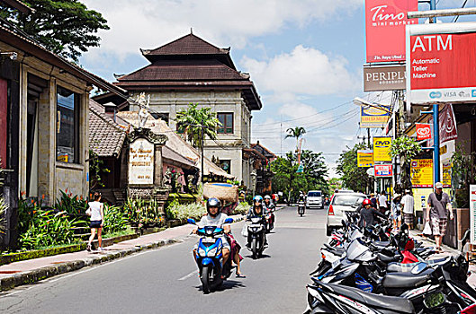 主要街道,城市,中心,乌布,巴厘岛,印度尼西亚,亚洲