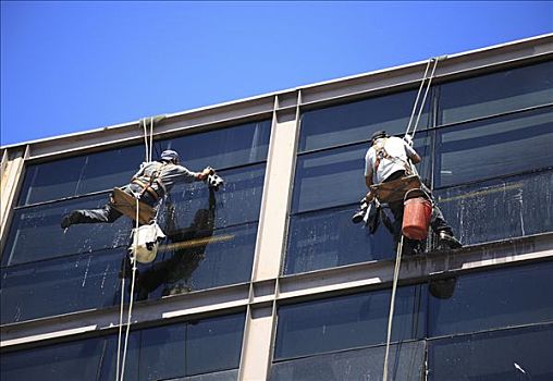 擦窗工,摩天大楼,布宜诺斯艾利斯,阿根廷,南美