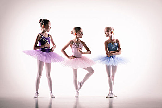 三个,小,芭蕾舞女,舞蹈室