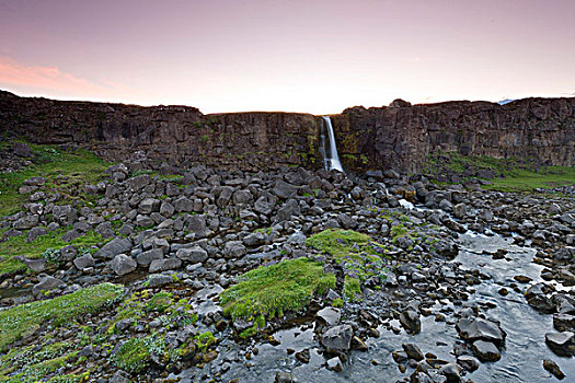 瀑布,裂谷,国家公园,冰岛,欧洲