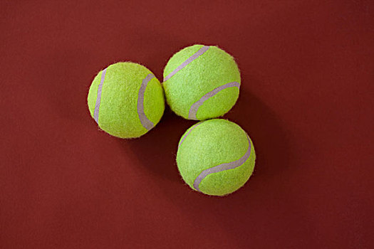 俯视,三个,网球,栗色,背景
