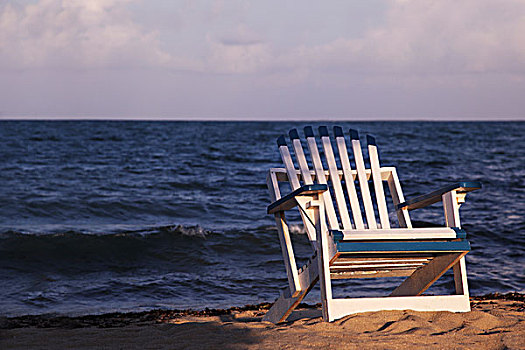 木椅,海滩,靠近,海洋,伯利兹