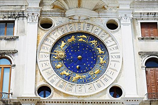 仰视,占星,钟表,威尼斯,意大利