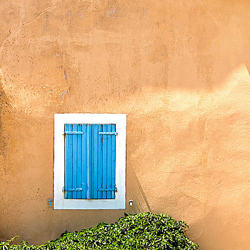 蓝色,百叶窗,法国,乡村,普罗旺斯