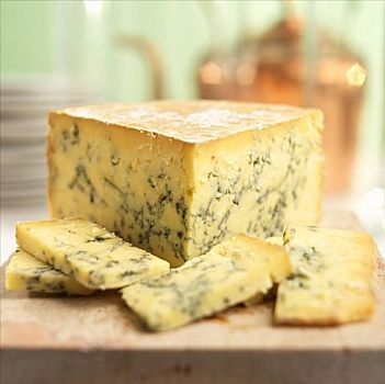 切片,英国,斯蒂尔顿干酪,蓝纹奶酪,大理石