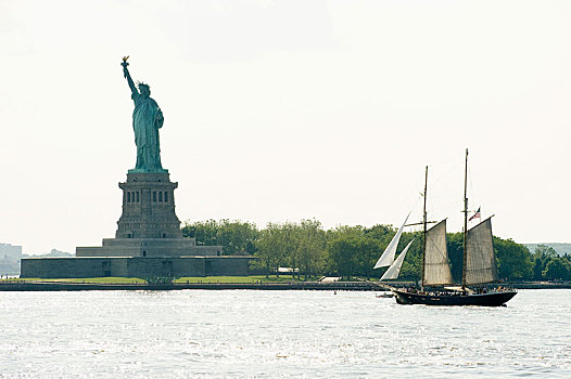 历史,帆船,自由女神像,曼哈顿,纽约,美国,北美