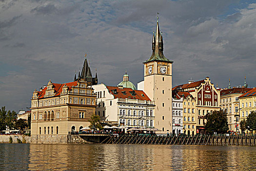 风景,伏尔塔瓦河,河,老,城镇,世界遗产,布拉格,捷克共和国,欧洲