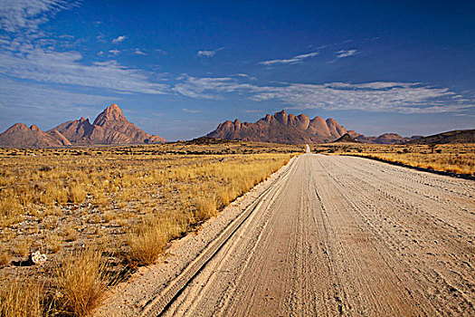 道路,左边,山,右边,纳米比亚,非洲