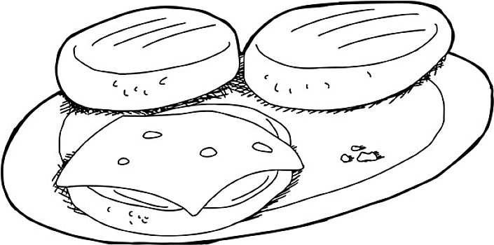 轮廓,汉堡包,盘子