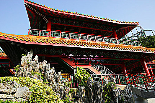 中式建筑,低地,花园,海洋公园,香港