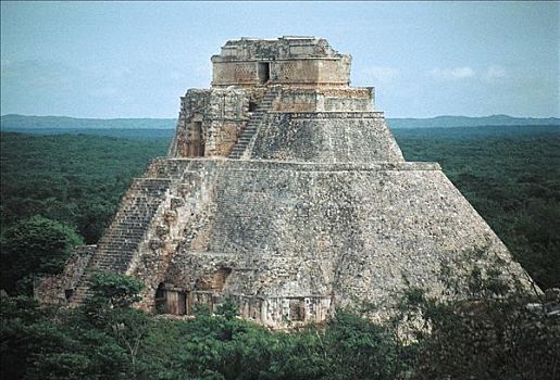 遗址,金字塔,占卜师,乌斯马尔,墨西哥,中美洲