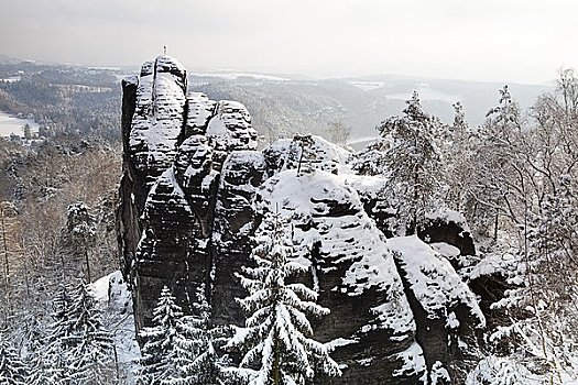 沙岩构造,冬天,国家公园,砂岩,山峦,德国