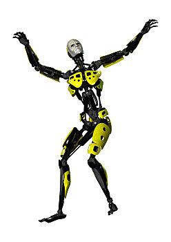 机器人,跳舞,白色背景