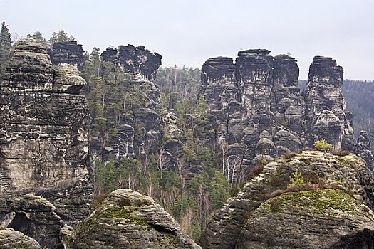 岩石构造,砂岩,山峦,德国