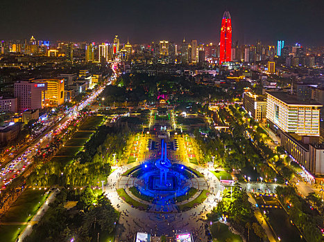 济南泉城广场国庆节夜景