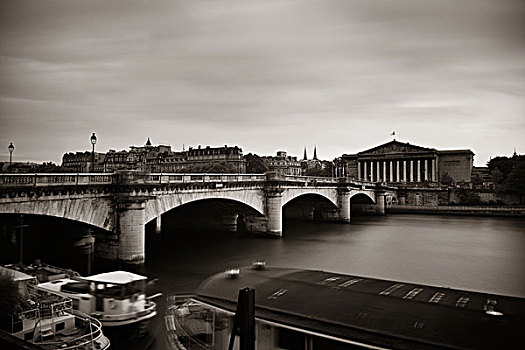 巴黎,塞纳河,协和飞机,日落