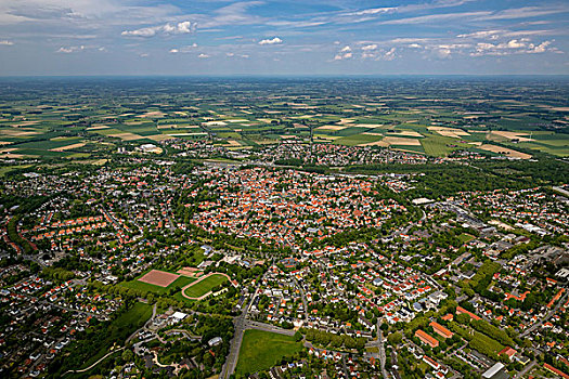 航拍,俯视,上方,城市,中心,北莱茵威斯特伐利亚,德国,欧洲