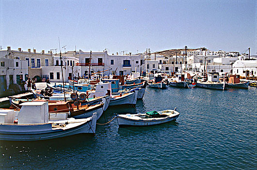希腊,基克拉迪群岛,捕鱼,港口