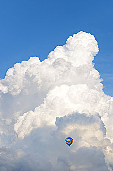 热气球,白云,积云,南方,黑森林,巴登符腾堡,德国,欧洲