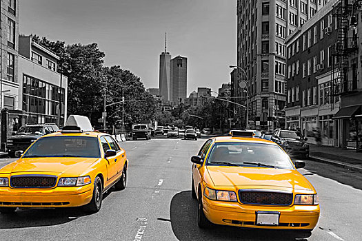 纽约,西部,乡村,曼哈顿,黄色出租车,出租车,美国