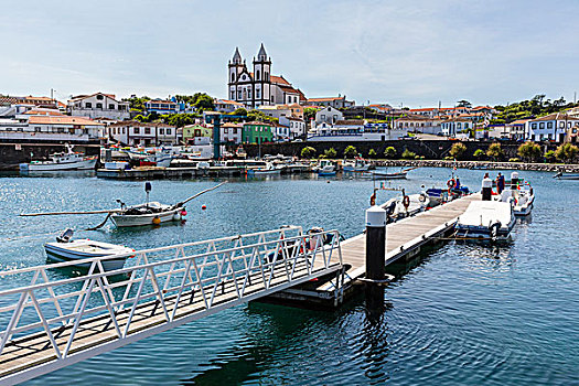 码头,捕鱼,港口,教堂,岛屿,亚速尔群岛,葡萄牙