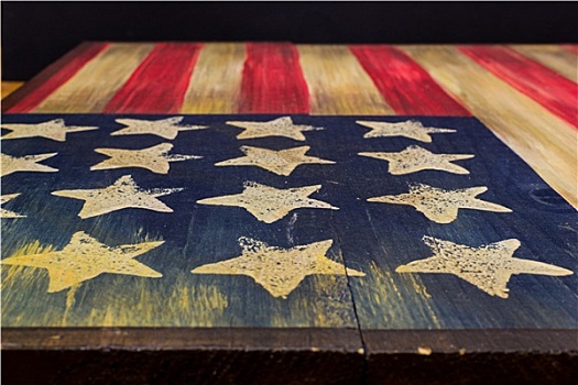 旗帜,老,美国,木桌