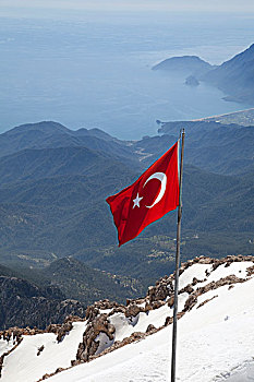 土耳其,里维埃拉,风景,积雪,山