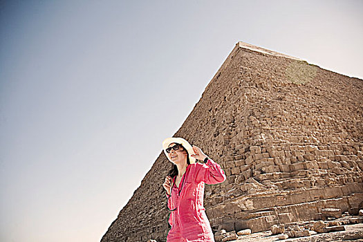 成年,女人,游客,吉萨金字塔,埃及