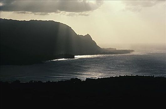 夏威夷,巴厘海,日落,太阳,云