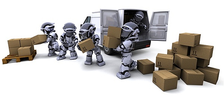 机器人,运输,盒子,装载
