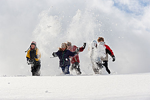 美国,佛蒙特州,青少年,有趣,跑,雪中