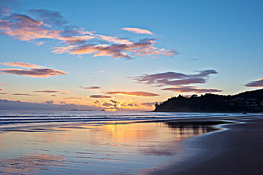 新西兰,北岛,科罗曼德尔,半岛,热,水,海滩,日出,大幅,尺寸
