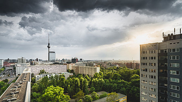 风景,俯视,柏林,东方,电视塔,德国,欧洲