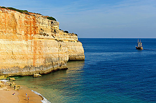 海滩,靠近,阿尔加维海岸,葡萄牙,南,欧洲